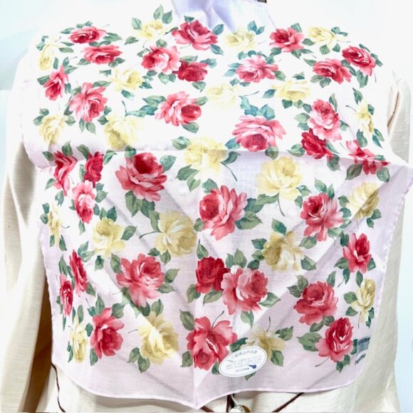 New in Box 2 RENOMA PARIS Mouchairw Cotton Scarf Pocket Square 18" Floral (33 - Picture 9 of 12